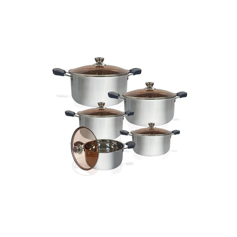 GENERICO - Set De Ollas Tapa Metalicas - cocina 10 Piezas - 375