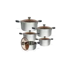 GENERICO - Set De Ollas Tapa Metalicas - cocina 10 Piezas - 375