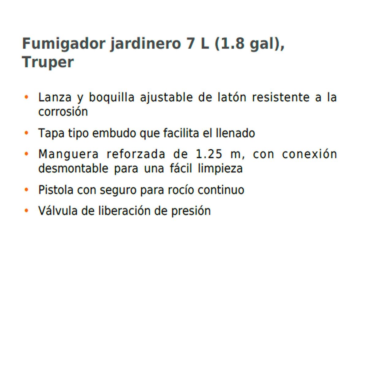 TRUPER - Rociador Fumigador 7lts Truper
