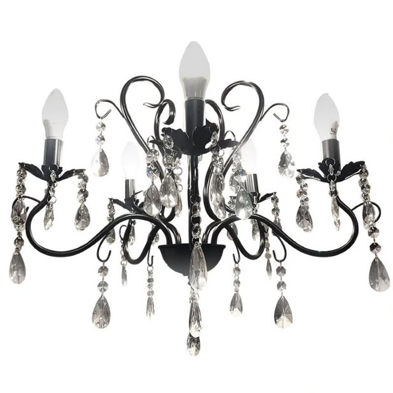 GENERICO - Lampara Colgante Lagrima Negra Candelabro 5 Brazos
