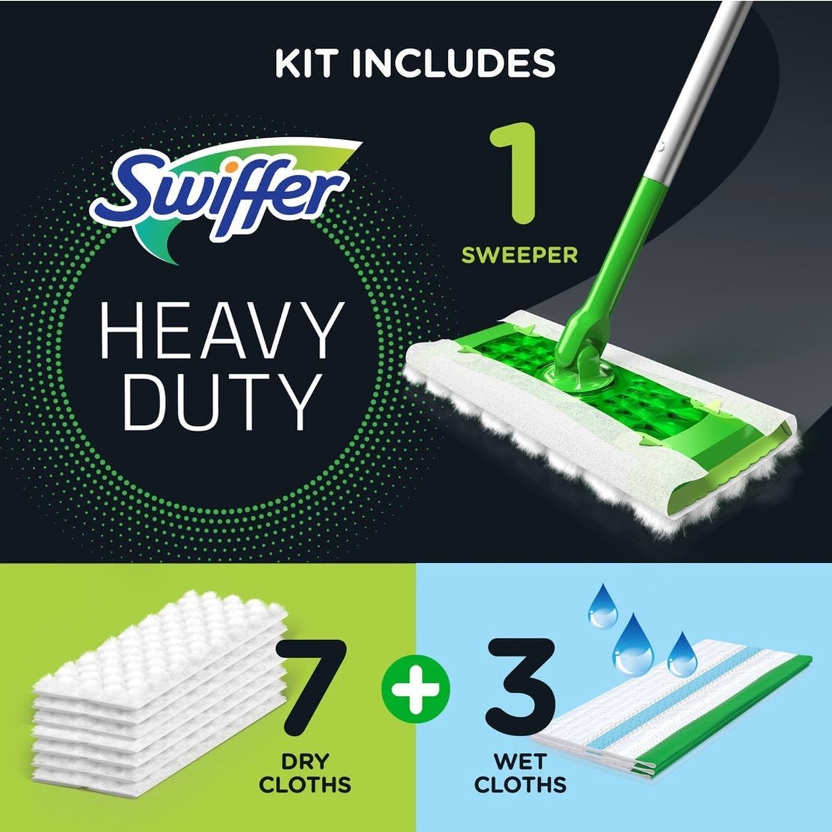 SWIFFER - Mopa + 10 Repuestos (7 Secos, 3 Humedos) Swiffer SWIFFER