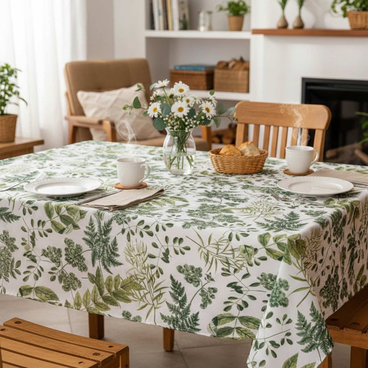 DECO EXPRESS - Mantel Antimanchas Botanico 130X180 Cm
