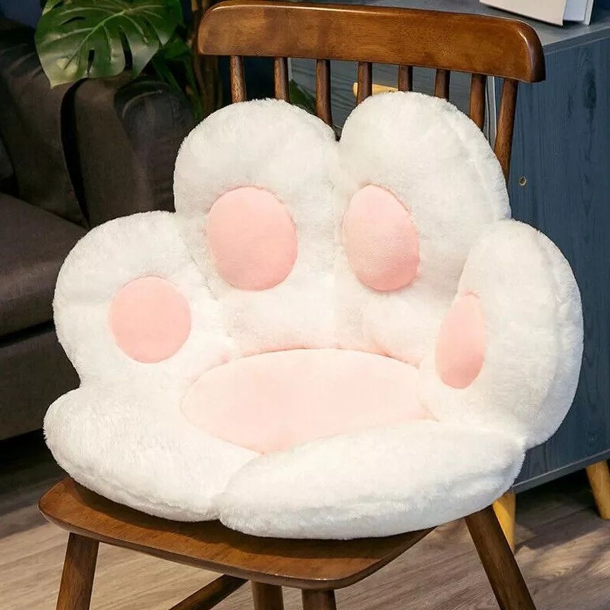 GENERICO - Cojín Para Silla Asiento Peluche Garrita Gato Mueble Mascota BLANCO