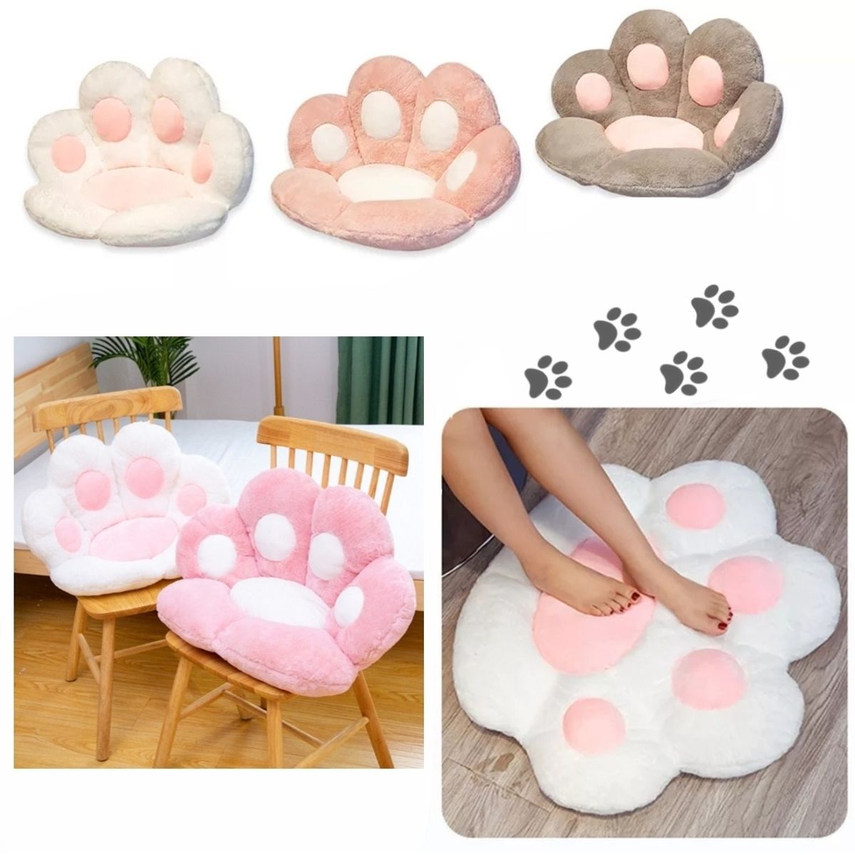 GENERICO - Cojín Para Silla Asiento Peluche Garrita Gato Mueble Mascota ROSA