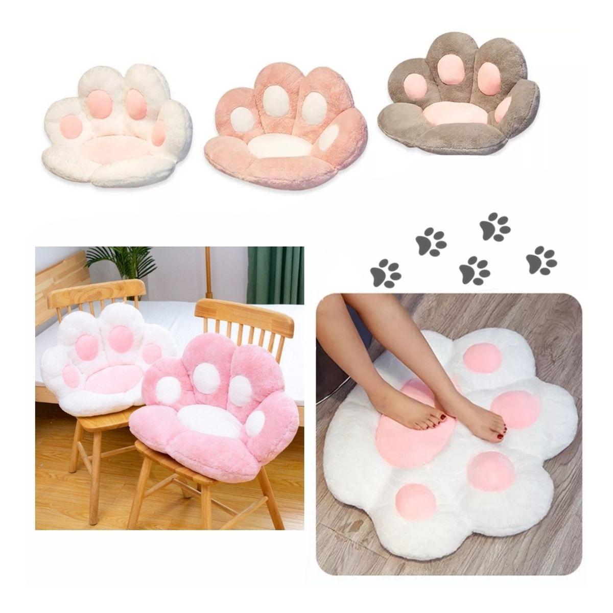 GENERICO - Cojín Para Silla Asiento Peluche Garrita Gato Mueble Mascota ROSA