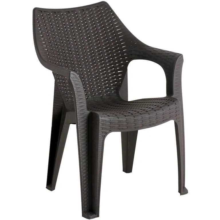 Sillon ComedorTerrazaCamping Aruba Con Apoyabrazos Chocolate