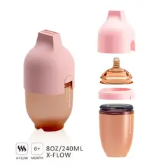 HEORSHE - Mamadera Ultra Wide 240 ml - Tapa Rosada - 6+