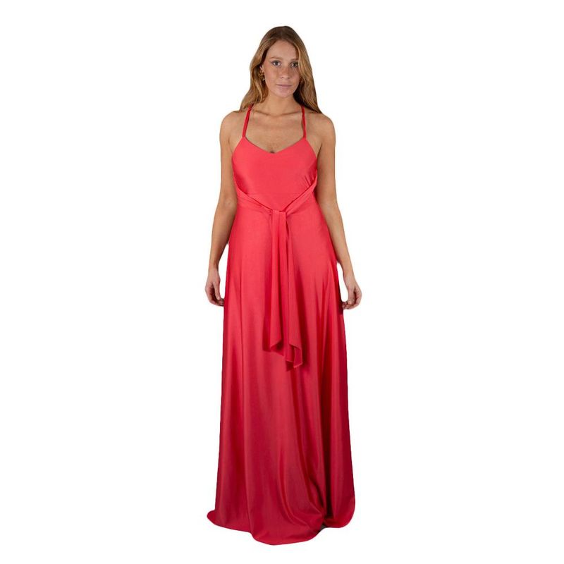 MARIA PASKARO - Vestido Largo Paris Coral Dupont Lazo Maria Paskaro MARIA PASKARO