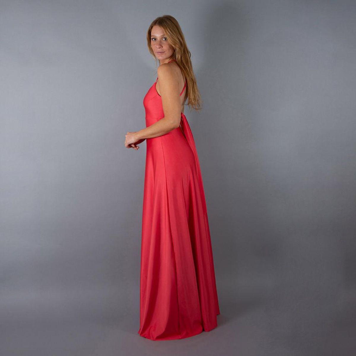 MARIA PASKARO - Vestido Largo Paris Coral Dupont Lazo Maria Paskaro MARIA PASKARO