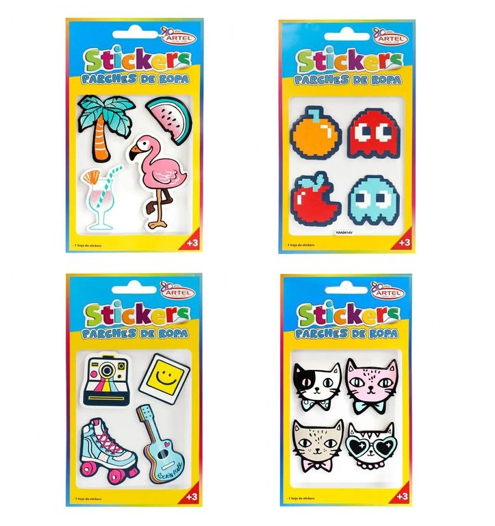 ARTEL Pack 4 stickers para ropa diseño surtido | falabella.com