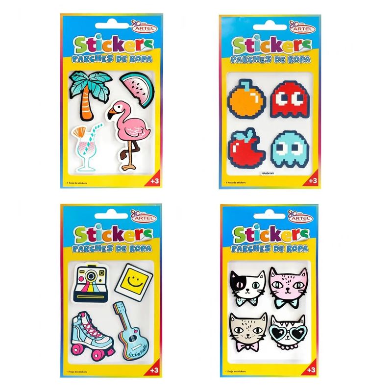 ARTEL - Pack 4 stickers para ropa diseño surtido