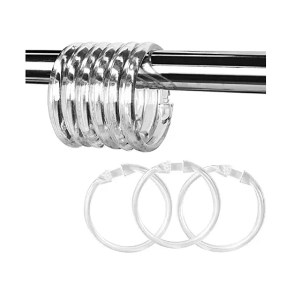 GENERICO - Set 12 De Ganchos Con Clic Para Cortina De Baño Transparente.