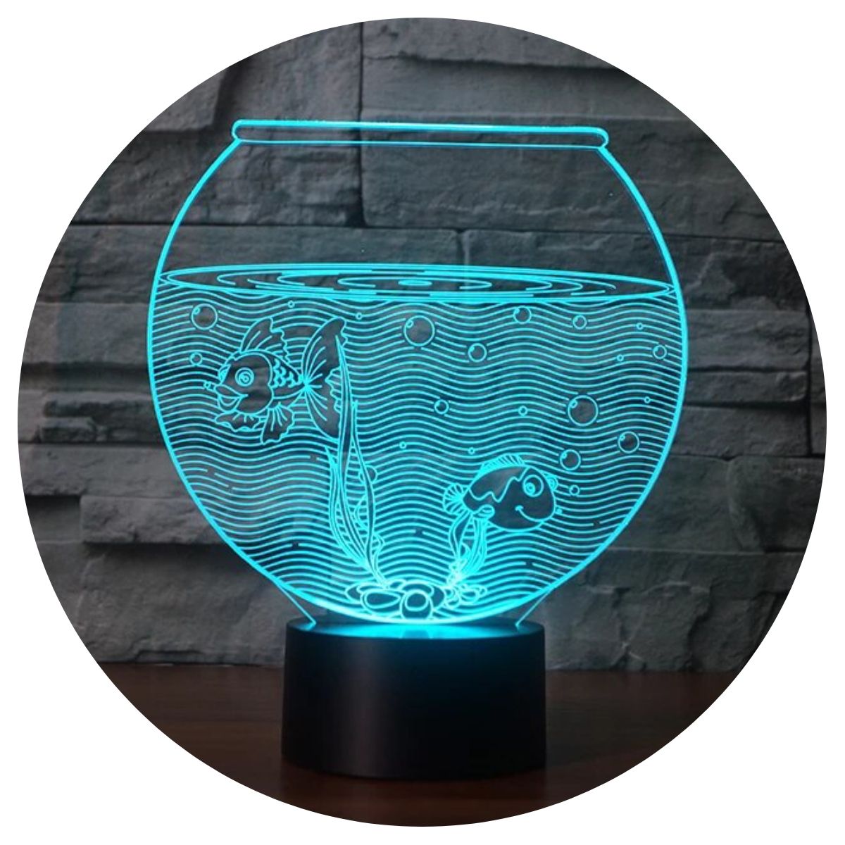 3DILUTION - Lámpara Led 3d Pecera Peces Base Negra con App