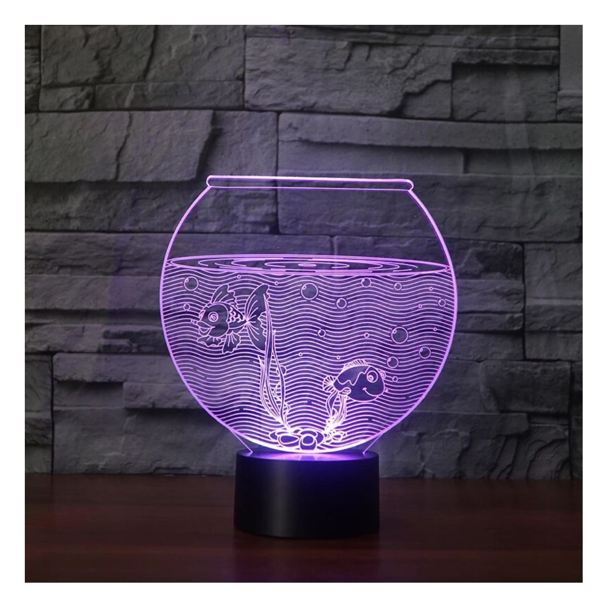 3DILUTION - Lámpara Led 3d Pecera Peces Base Negra con App