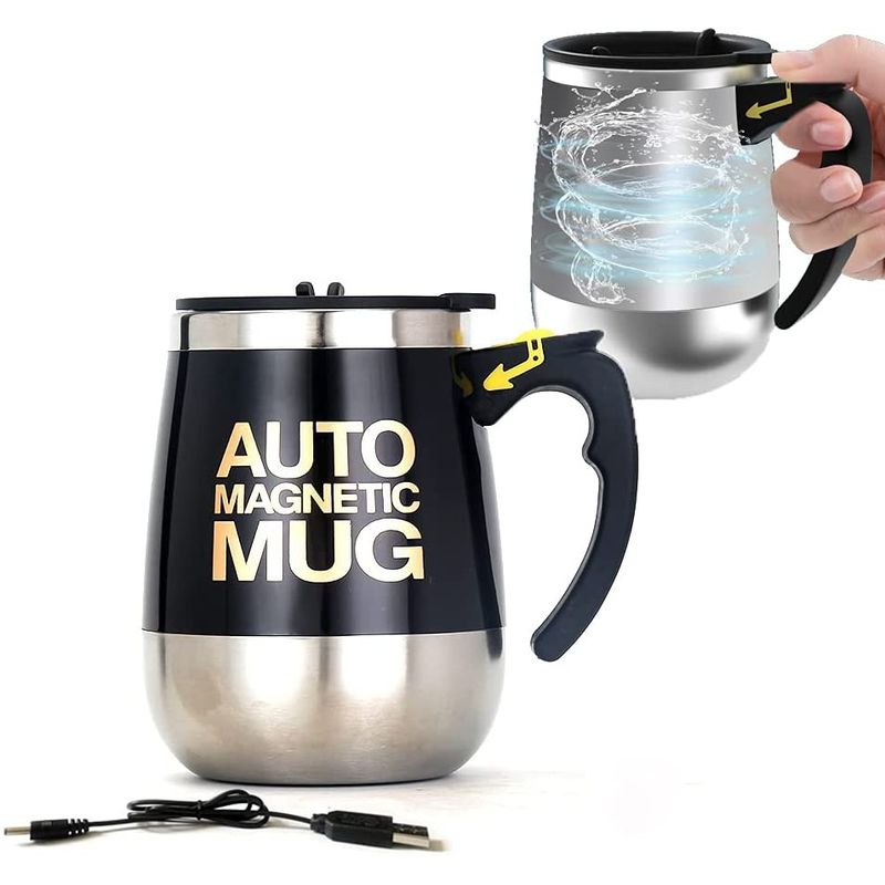 GENERICO - Taza Auto Mezcladora De Acero Inoxidable Negra