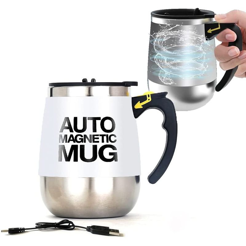 GENERICO - Taza Auto Mezcladora De Acero Inoxidable Blanca