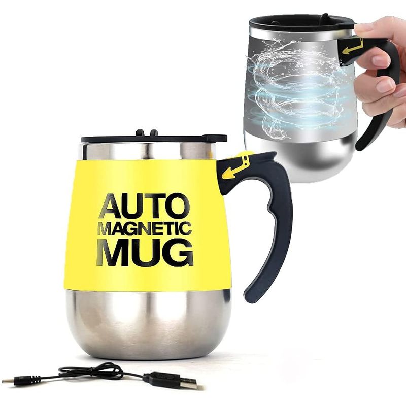 GENERICO - Taza Auto Mezcladora De Acero Inoxidable AMARILLA