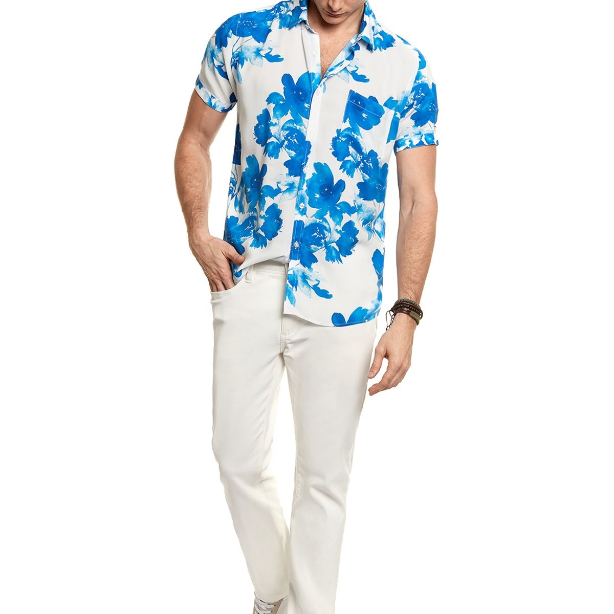 FEROUCH - Camisa Estampada Fj Azul Ferouch