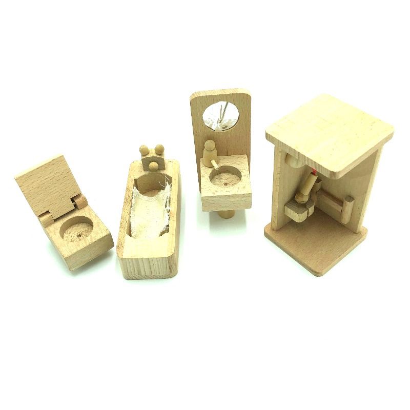 GENERICO - Juguete Mini Mueble Madera Montessori Baño