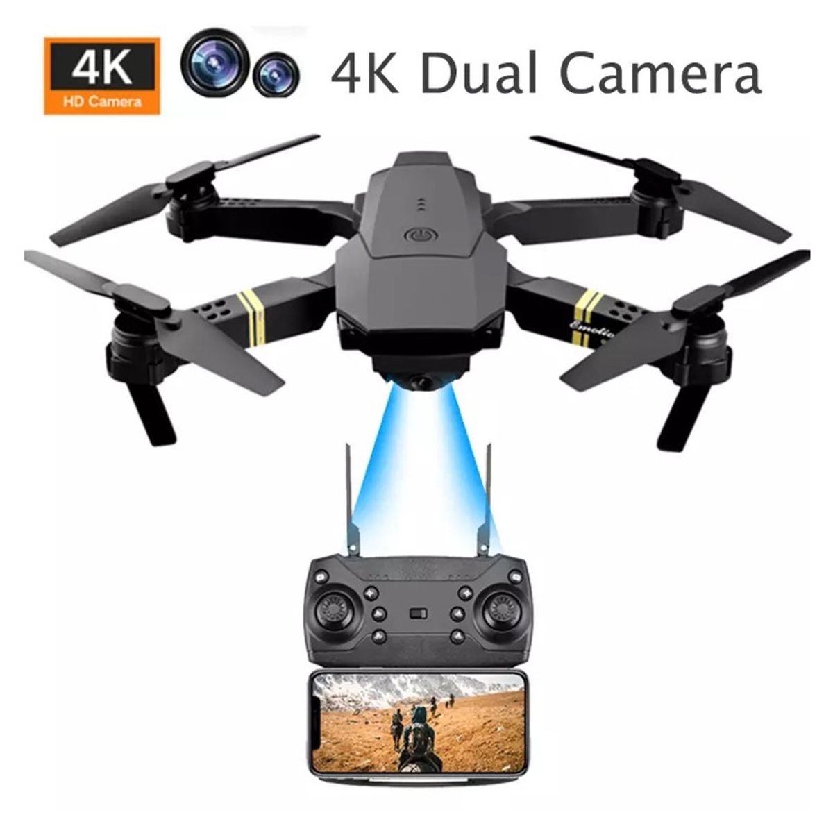 ACTUAL - Dron 4k Full Hd Doble Cámara Wifi Control Remoto Plegable
