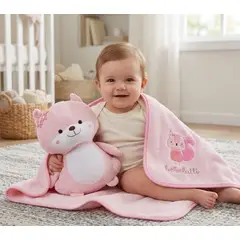 VELUTTI - Manta Tuto Bebé 80x100 y Peluche Ardilla