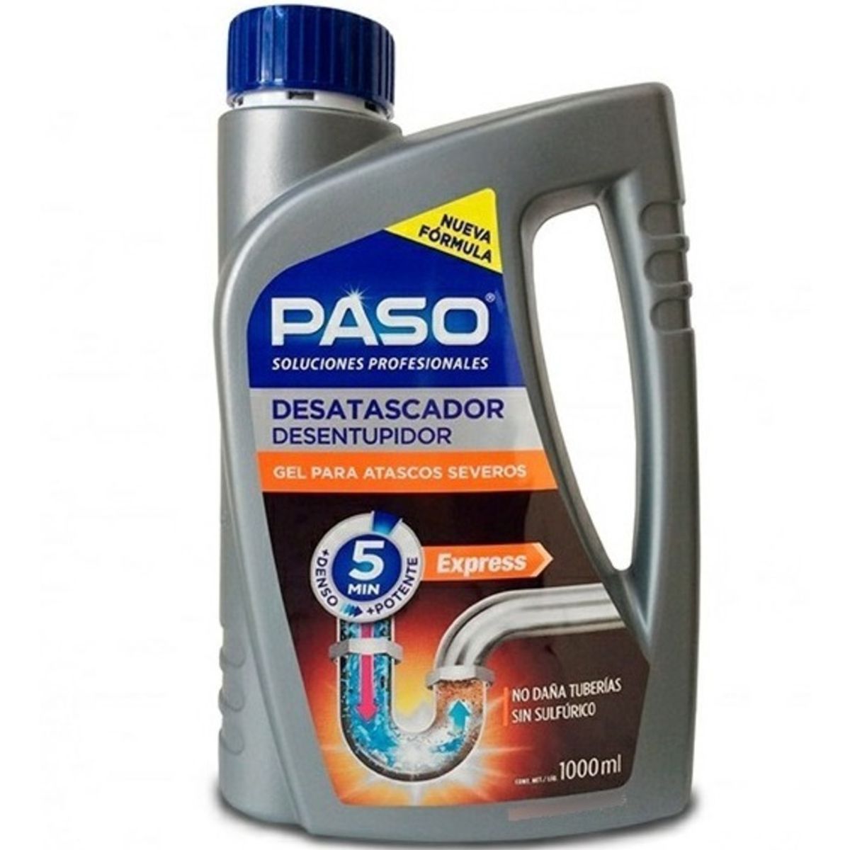 PASO - Desatascador Gel De Cañerías Atascos Severos Paso 1 Lt PASO