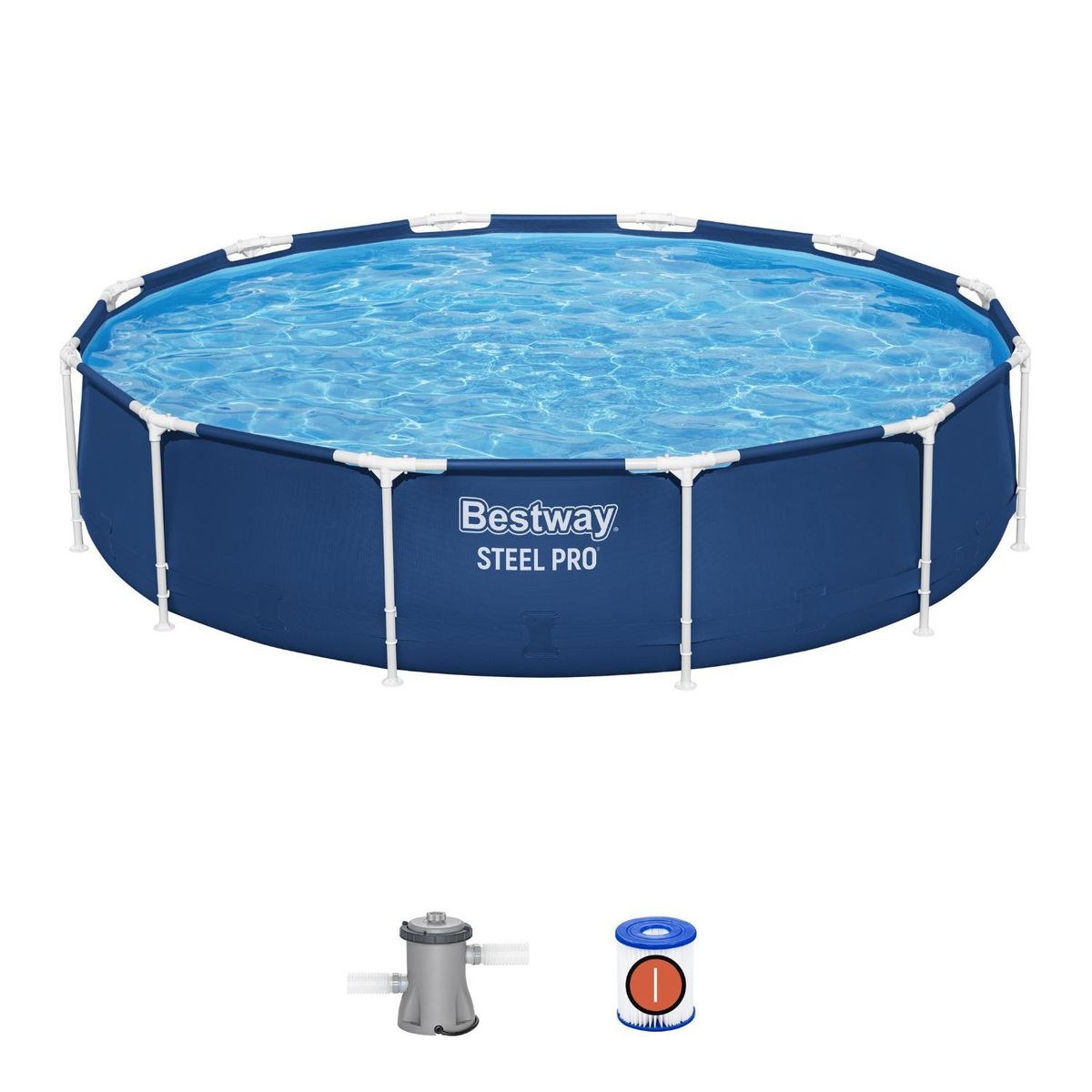 BESTWAY - Piscina Bestway Redonda Steel Pro con filtro 366cm x 366cm x 76cm Azul 6473L