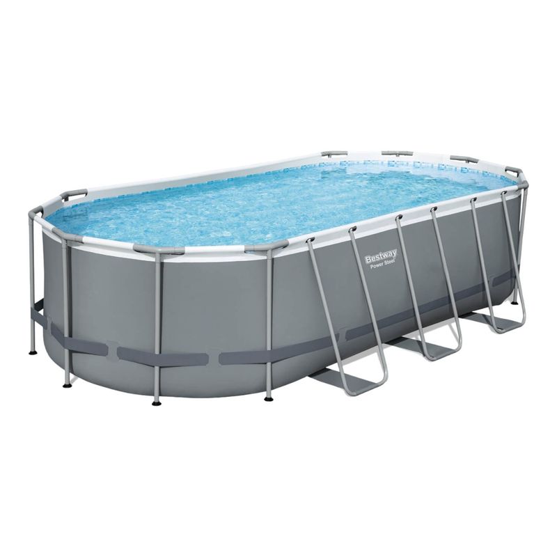 BESTWAY - Piscina Power Steel™ Gris 5.49X2.74X1.22M Oval Pool Set Bestway