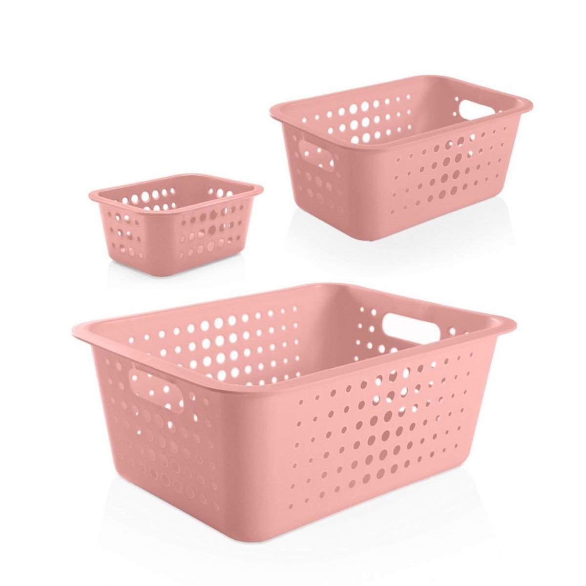 OU - Conjunto de Cestas Organizadoras Rosado OU