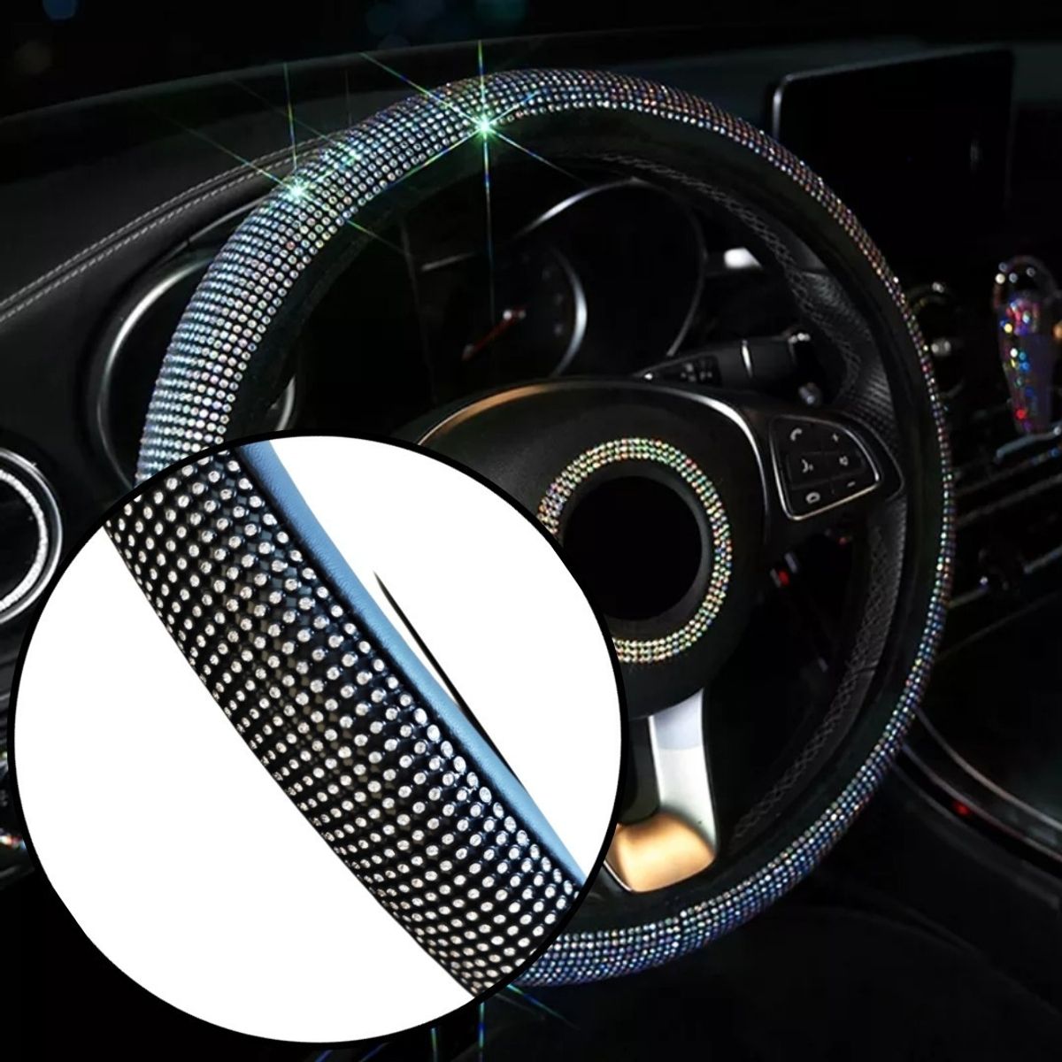 GENERICO - Funda Cubre Volante De Auto Antideslizante NEGRO Cristal SEPARADO