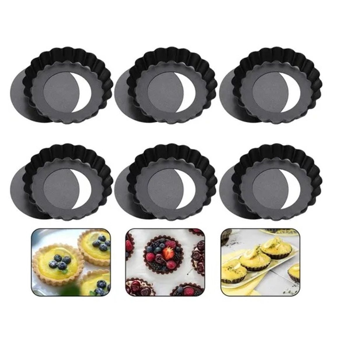 GENERICO - Pack X6 Moldes Tartaleta Desmontable Individual 85cm