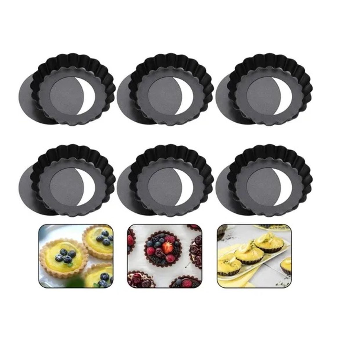 GENERICO - Pack X6 Moldes Tartaleta Desmontable Individual 85cm