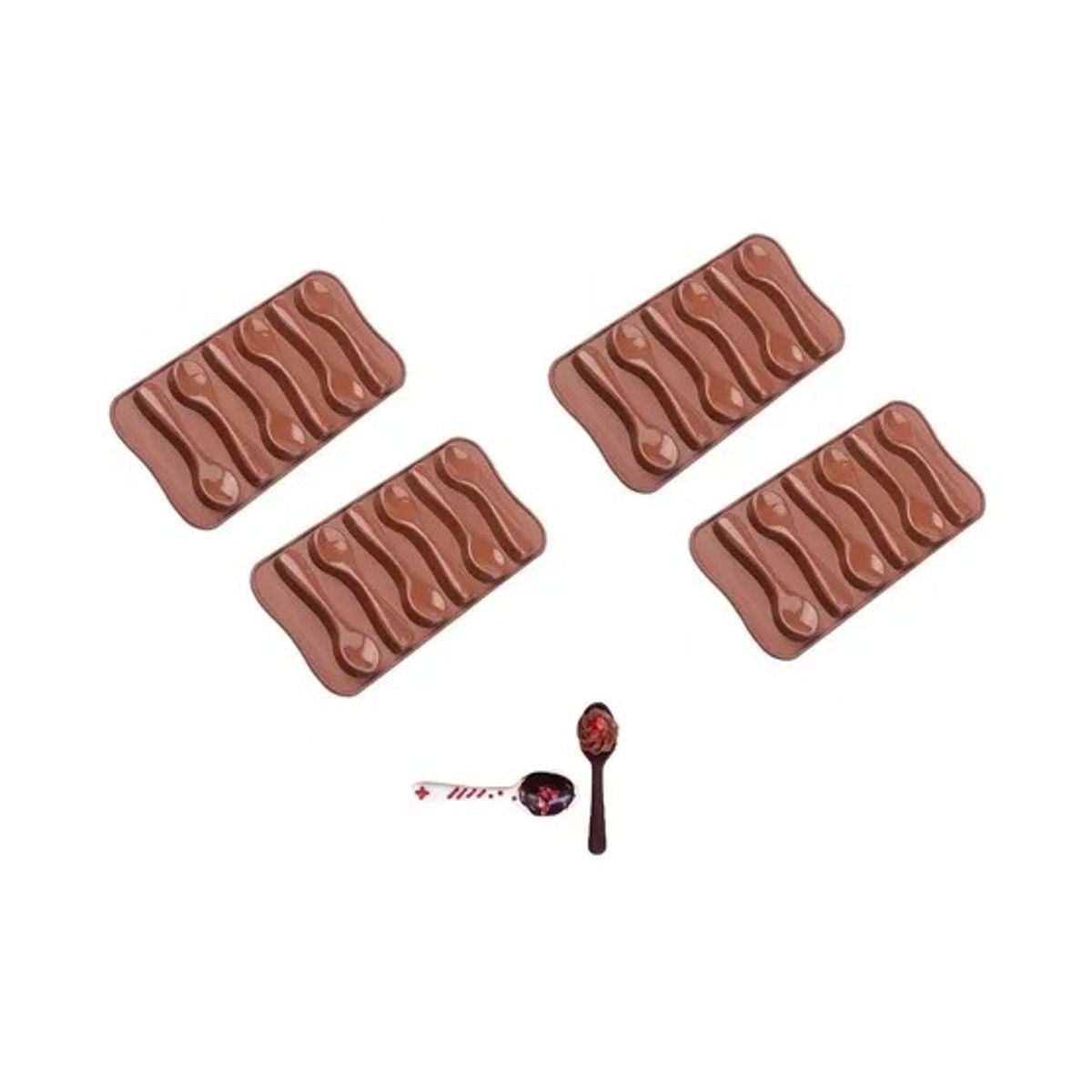 PASTELERIUS - Pack X4 Molde Chocolate Moldes Silicona Chocolate Cucharas