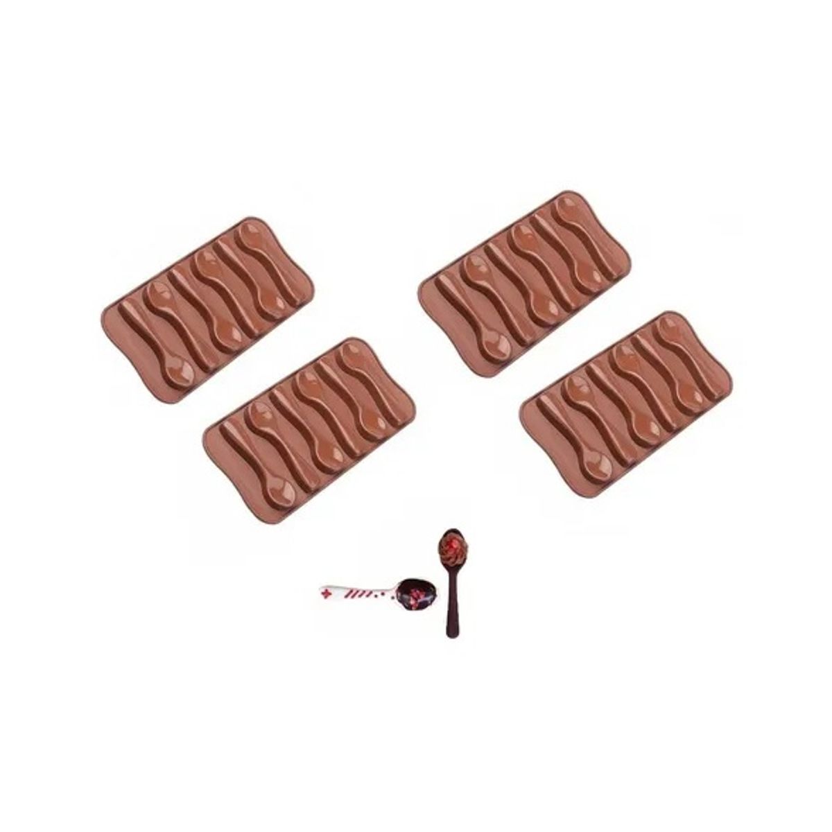 PASTELERIUS - Pack X4 Molde Chocolate Moldes Silicona Chocolate Cucharas