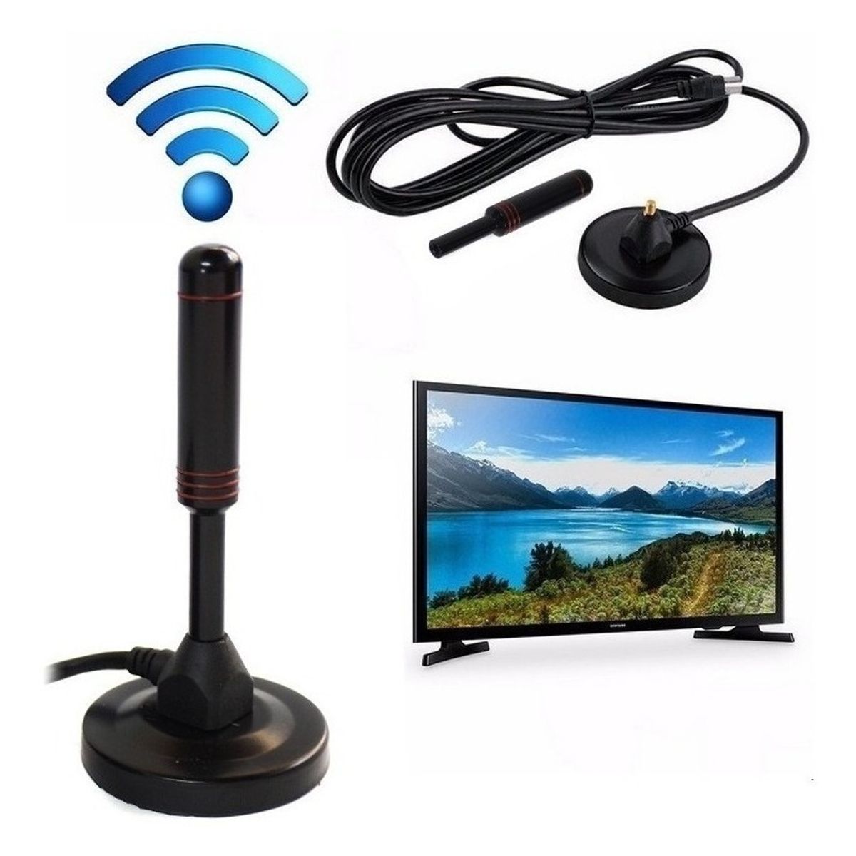 GENERICO - Antena Tv Digital Hd Con Iman Interior  Exterior