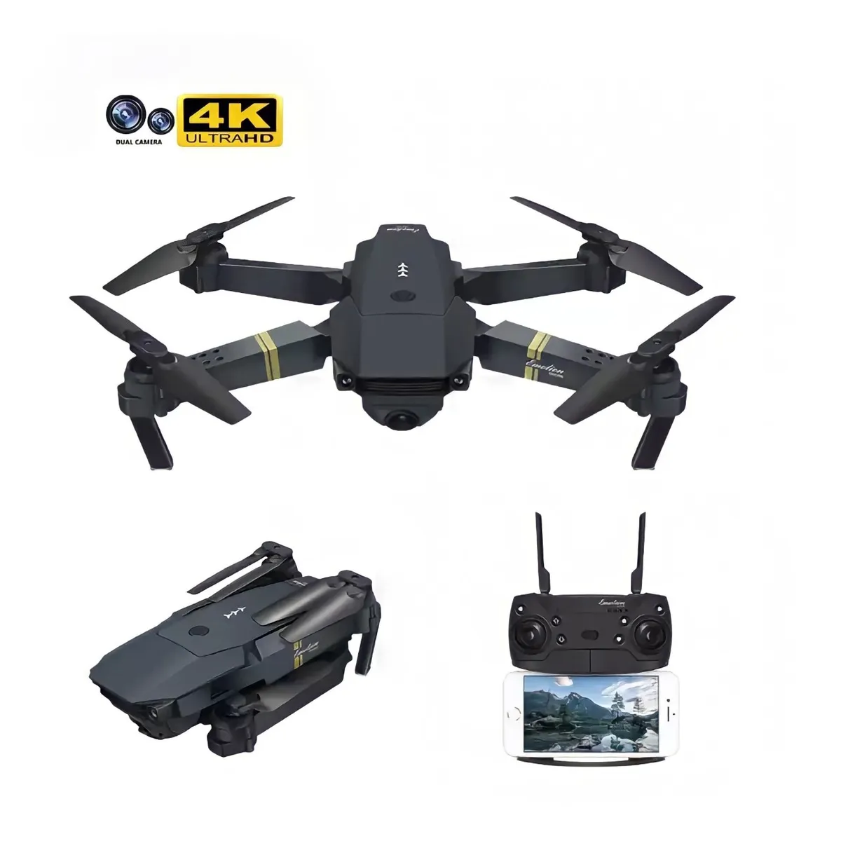 ACTUAL - Dron 4k Ultra Hd Doble Cámara Control Remoto Wifi Plegable Con Bolso