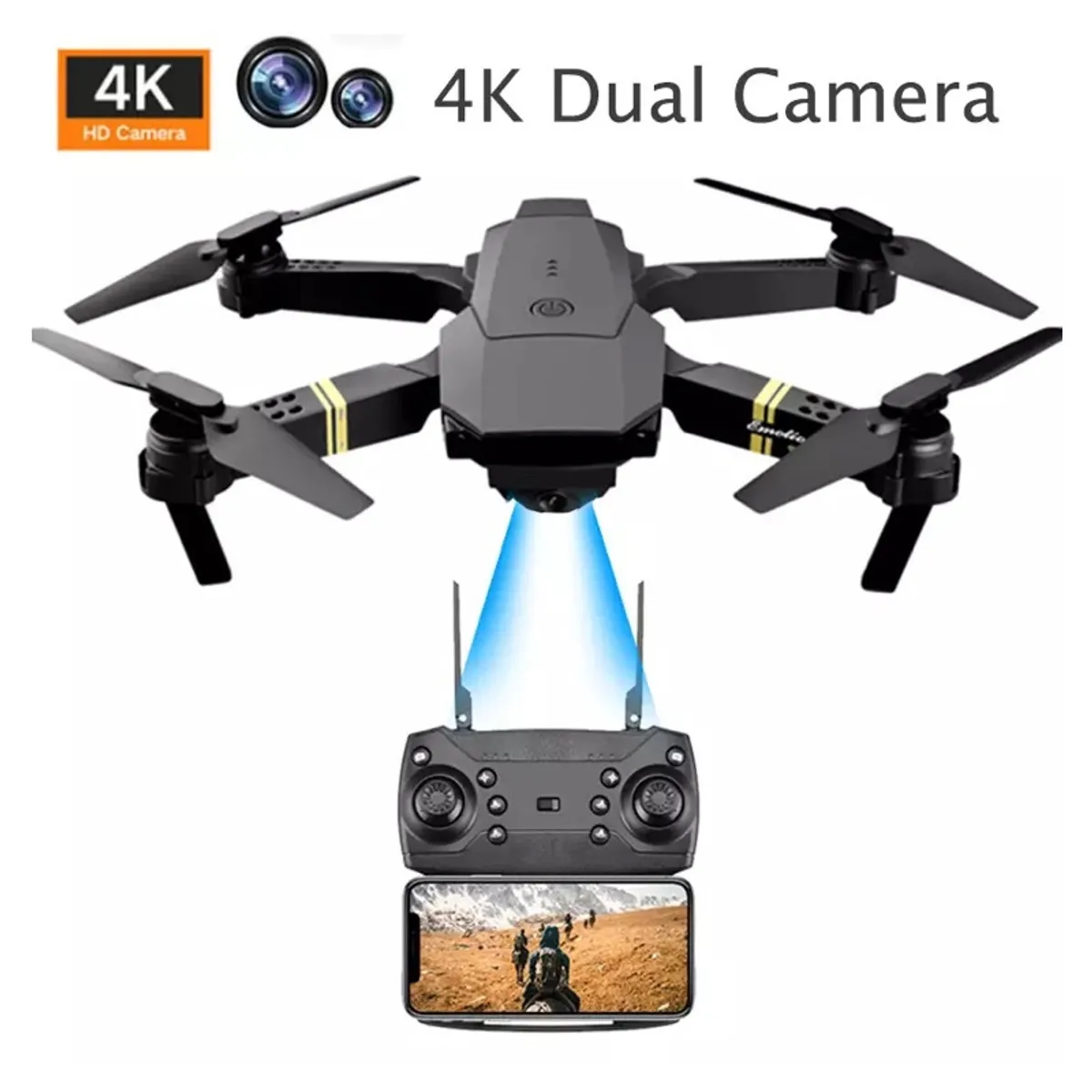 ACTUAL - Dron 4k Ultra Hd Doble Cámara Control Remoto Wifi Plegable Con Bolso