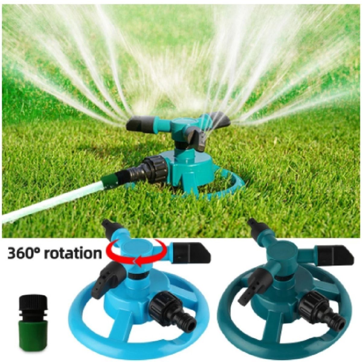 GENERICO - Aspersor De Jardín 360° Césped Portátil Giratorio Automático