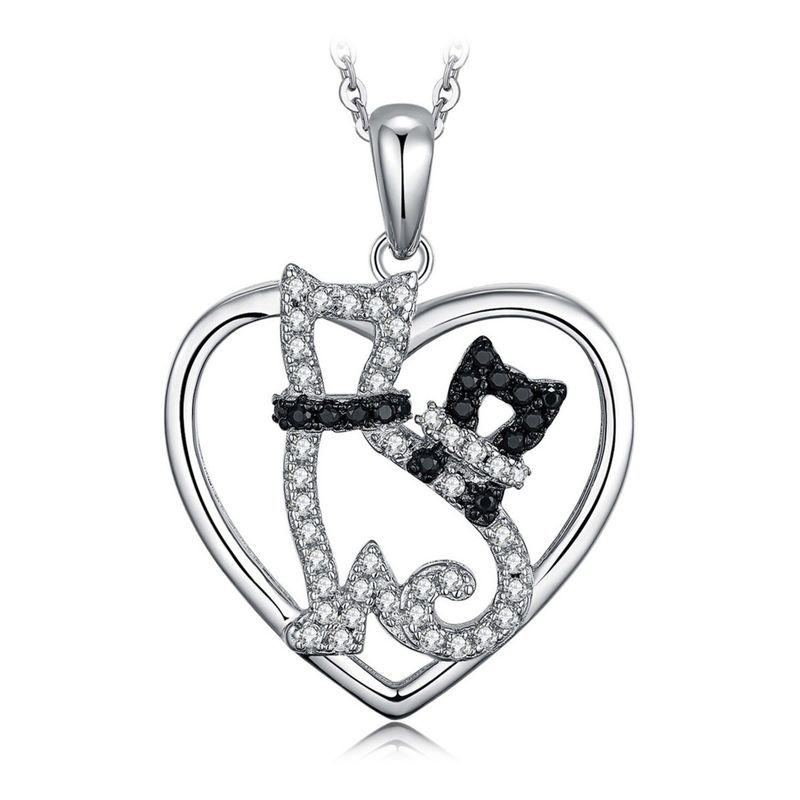GENERICO - Collar plata 925 gatos mujer regalo gatito