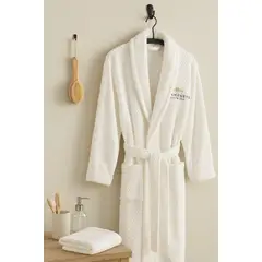 ANNGEBUT - Bata Blanca Toalla de Lujo 100% Algodón Talla ML Spa Boutique