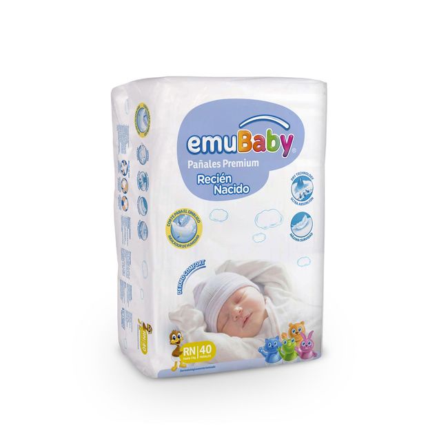 EMUBABY - Pañales Emubaby Premium - Recién Nacido (rn) - 40 Uds