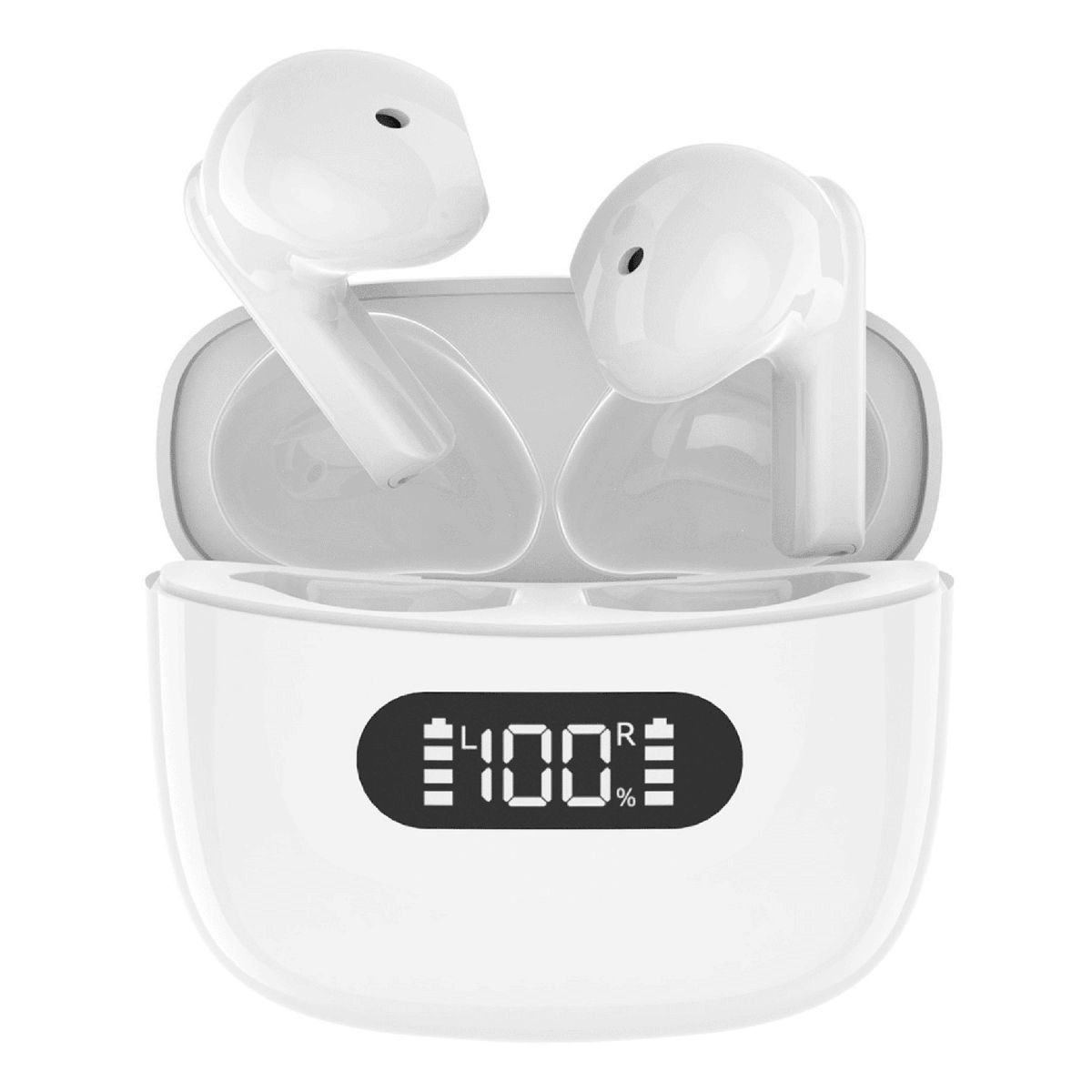 IHK TECHLINE - Audífonos Bluetooth HIFI con pantalla LED - Blanco