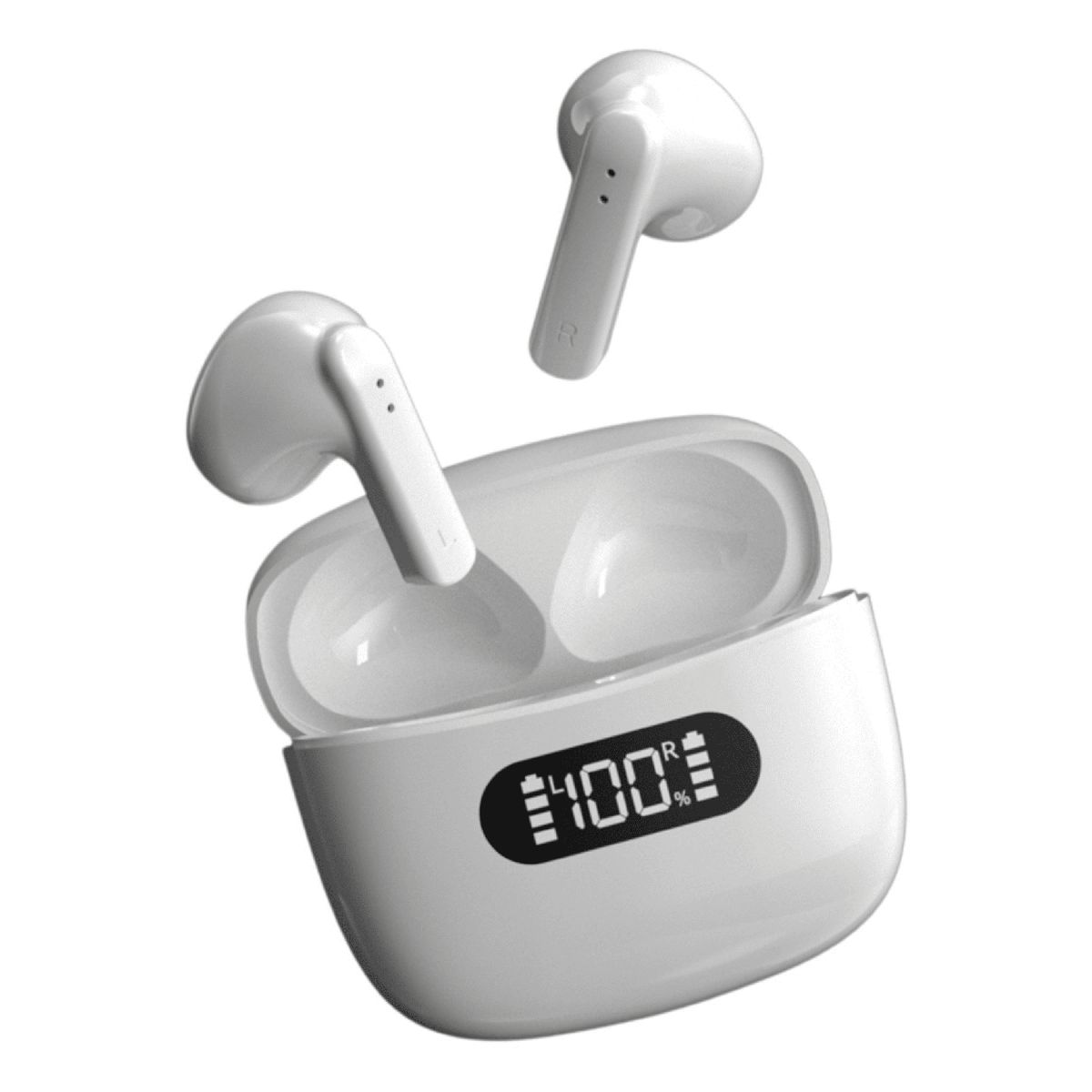 IHK TECHLINE - Audífonos Bluetooth HIFI con pantalla LED - Blanco