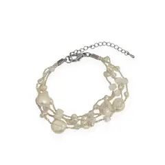 ANDREA COGGIOLA JOYAS - Pulsera Perla Río Cristal Hilo Seda