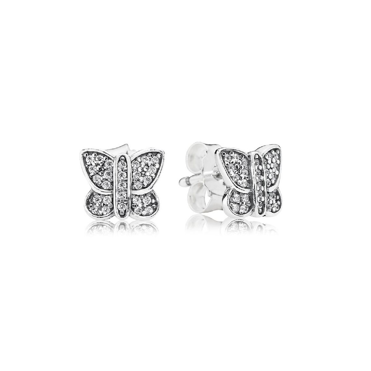SILVER HEART - Aros Tipo Broche Mariposas y Circones en Plata Fina 925 SILVER HEART