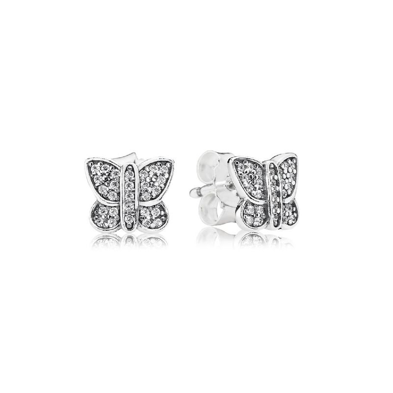 SILVER HEART - Aros Tipo Broche Mariposas y Circones en Plata Fina 925 SILVER HEART