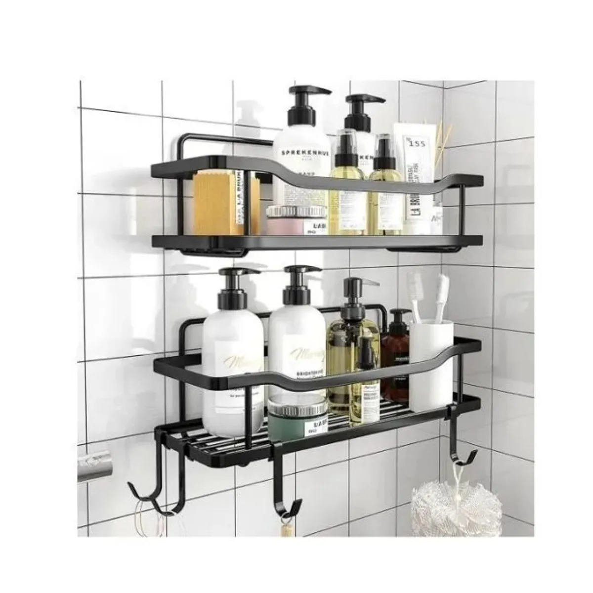 GENERICO - Organizador De Ducha Repisa Baño Adhesivo Set 2 Inoxidable 568