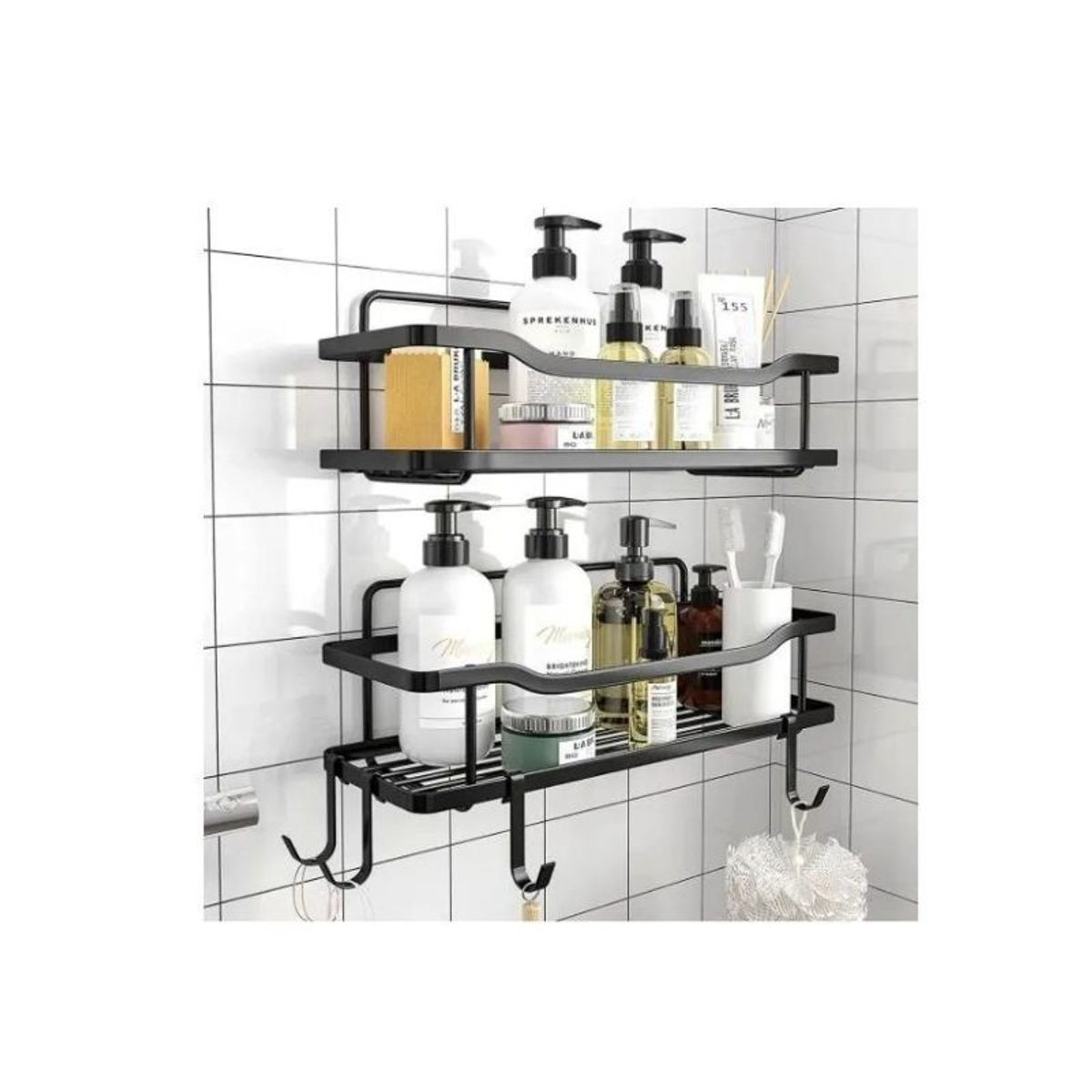 GENERICO - Organizador De Ducha Repisa Baño Adhesivo Set 2 Inoxidable 568