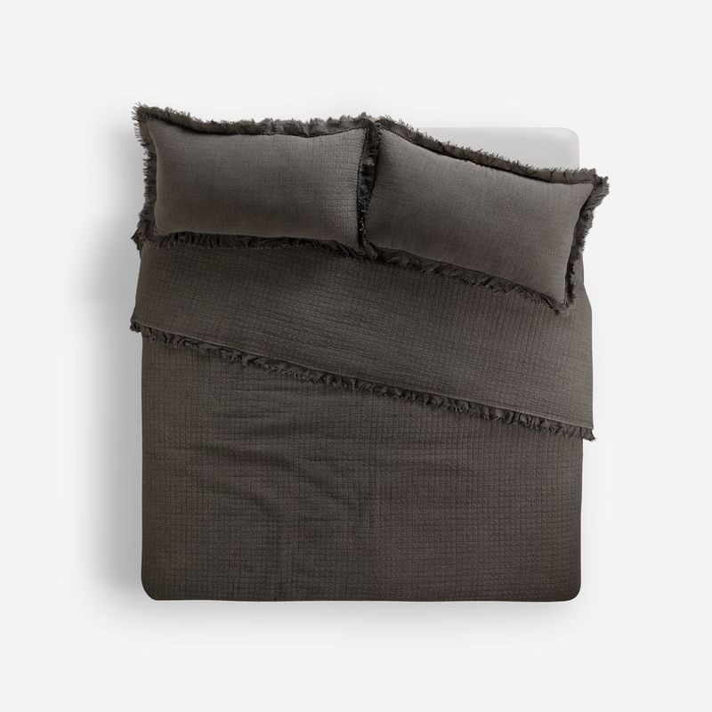 ROSEN - Cubrecama Algodón Pure Liso Stone Charcoal 2 Plazas