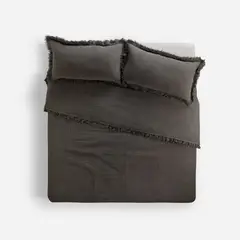 ROSEN - Cubrecama Algodón Pure Liso Stone Charcoal 2 Plazas